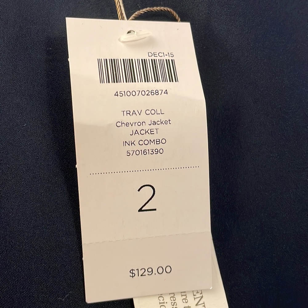 Chico’s Chevron Jacket in dark blue and silver (size 2) - Picture 9 of 9